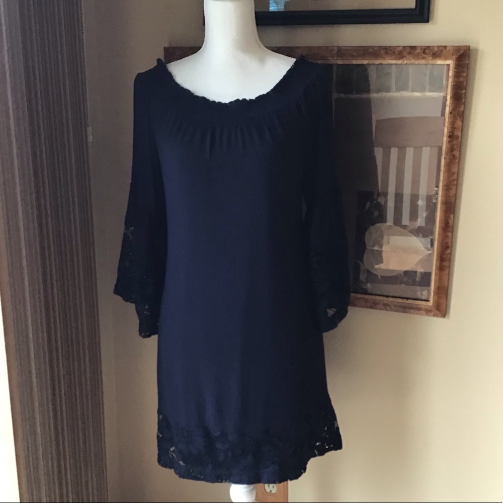 Navy Lace Up Dress! - Picture 7 of 8
